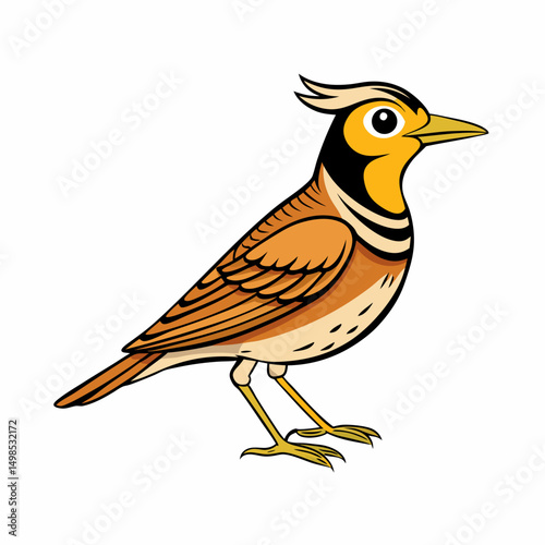 Lark Bird Perched On White