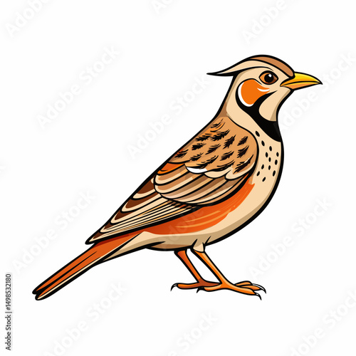 Lark Bird Perched On White