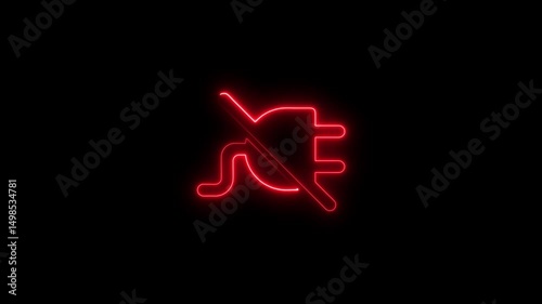 Glowing red neon sign indicating no power or disconnected electricity