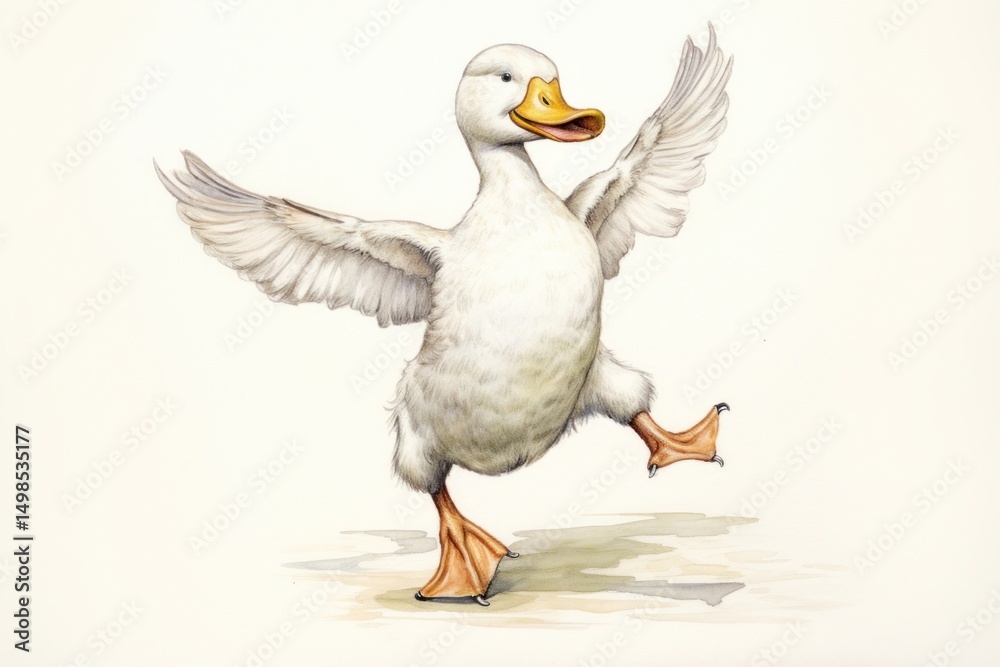 Fototapeta premium Happy smiling Duck dance duck animal white.