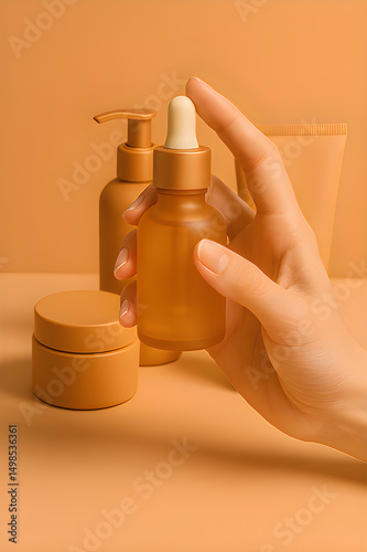 Elegant Glass Pump Bottle Mockup for Facial Cream or Serum
