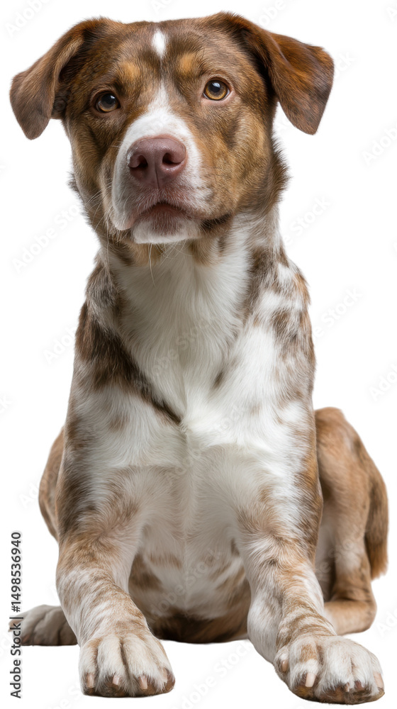 Obraz premium Loyal Companion Portrait: A captivating studio shot of a domestic dog, exuding charm and devotion through its soulful eyes, offering a heartwarming glimpse into the bond between humans and canines.