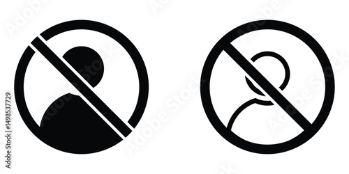 Blocked User and Disabled Account Icons – Flat and Outline Style Set for Social Media Restrictions, Vector illustration.