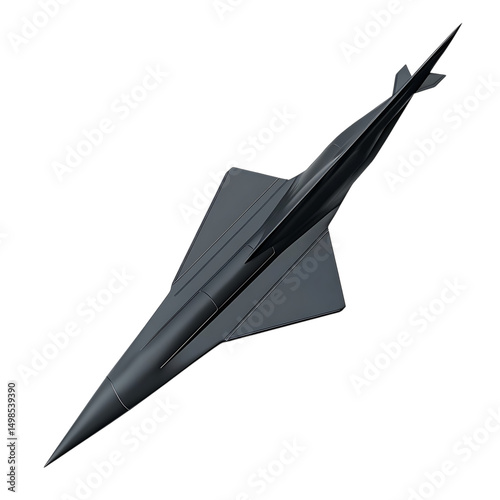 A Sleek Rubberized Arrow in Mattegrey Stealth Aircraft Isolated on Transparent Background