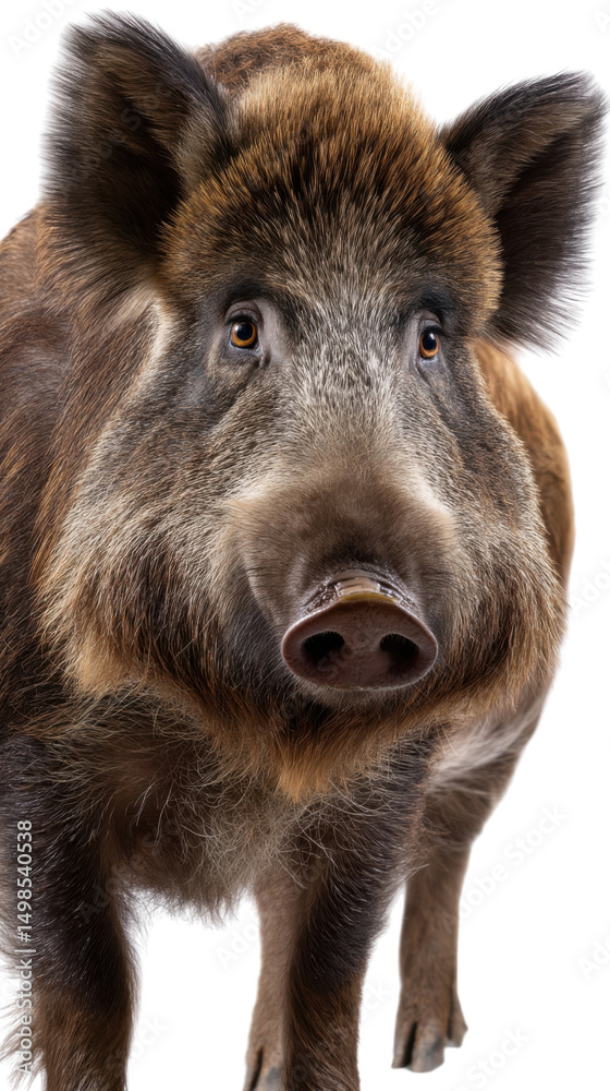 Wild Boar Portrait: A detailed close-up captures the rugged texture and intense gaze of a wild boar, its snout and bristly coat telling a story of the wilderness. Wild Boar Portrait: A detailed close-up captures the rugged texture and intense gaze of a wild boar, its snout and bristly coat telling a story of the wilderness.