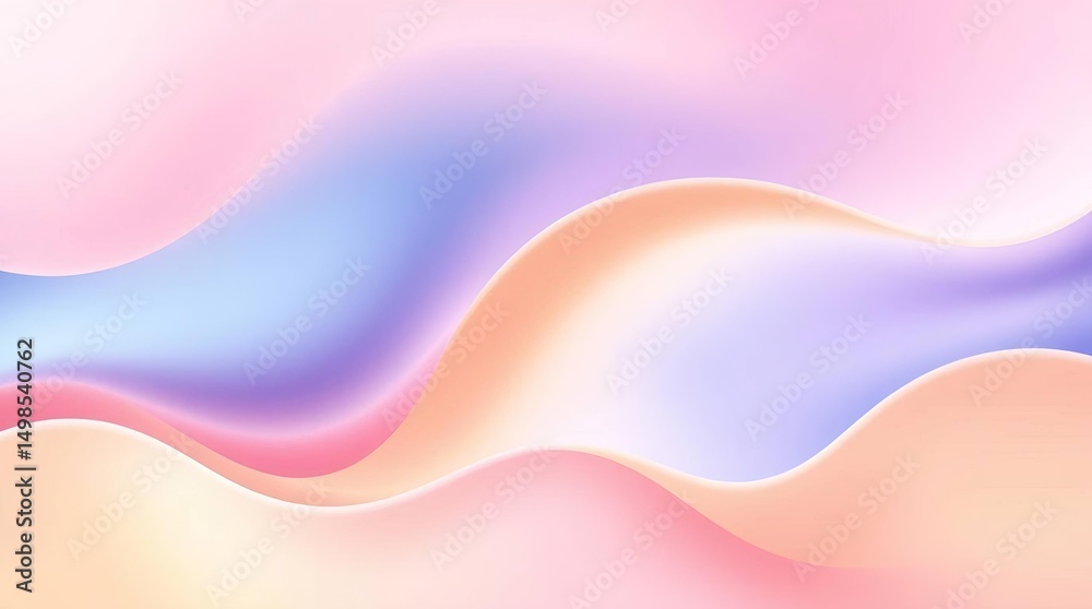 Fototapeta premium Abstract Pastel Wave Background Soft Pink, Purple, and Blue Fluid Design