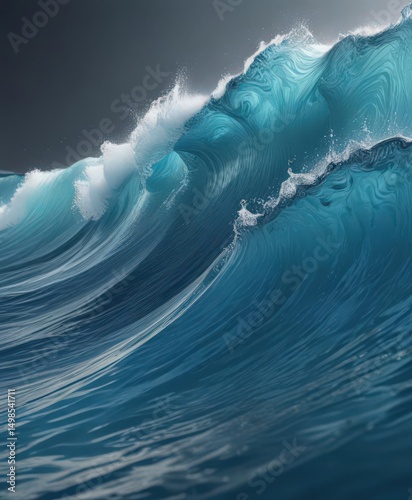 Abstract blue water wave texture, dynamic flow , bright, texture
