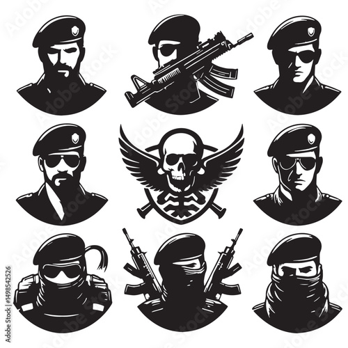 Black Color Beret Silhouette Vector Illustration, Solid White Background. minimal vector design