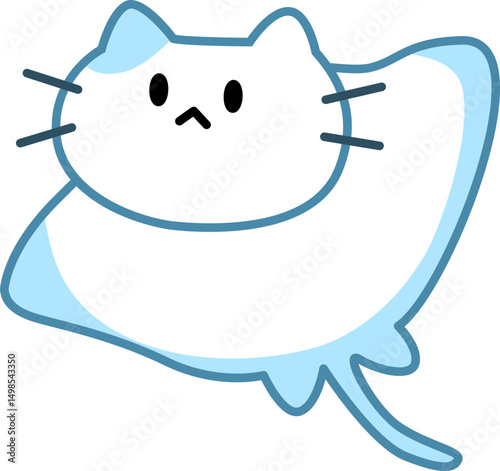 고양이, 가오리, 고양이얼굴, 바다생물, 수중생물, 해양동물, 동물합성, 동물조합, 바다속동물,  상상동물, 동물합성체, 이종결합, 판타지동물, 바다속친구, 고양이얼굴조합, 수영하는동물, 고양이몸통,해양생물그림, 동물형태, 물속생명체,  고양이테마