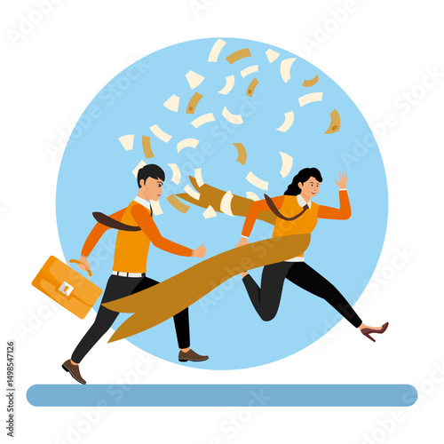 Finish line winner, business competition success victory.