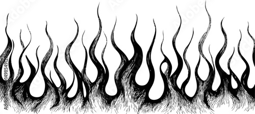 Black flame design, abstract fire illustration. Vector illustration