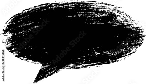 Black grunge speech bubble with brush texture. Vector illustration