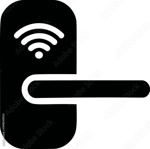 Black wifi-enabled door lock icon. Vector illustration