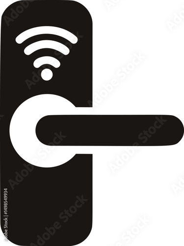 Black wifi door handle icon symbolizing smart home technology concept. Vector illustration