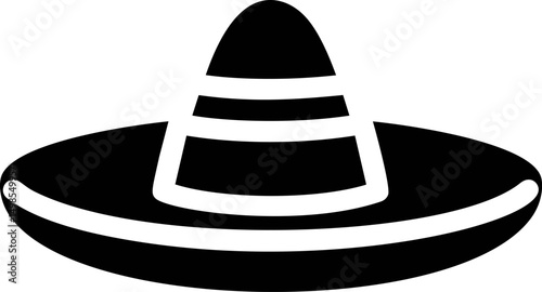 Black and white silhouette of a traditional mexican sombrero icon. Vector illustration