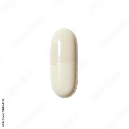 Single Off-White Capsule Pill on Black Background