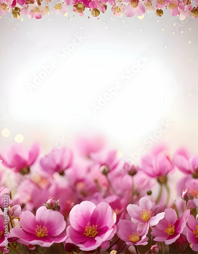 A serene floral background featuring pink flowers with a soft, dreamy glow.