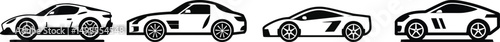 Sports Car Side View Vector Silhouette Transparent Background

