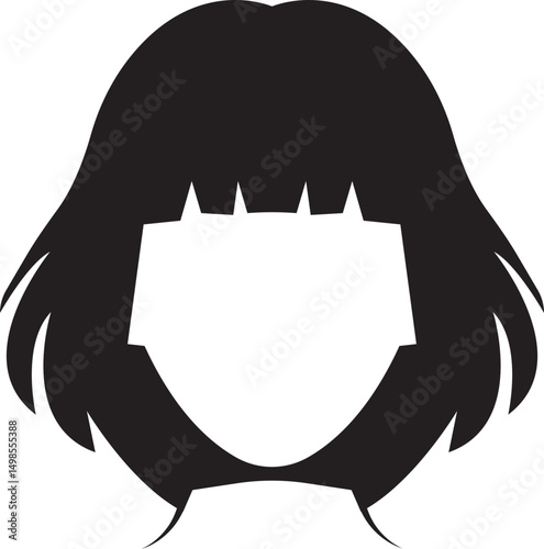 Beautiful female hairstyle flat icon. Beauty salon fashion and cosmetic sign. A showcase of most exciting modern hair trend created to inspire fresh and bold ideas isolated on transparent background.