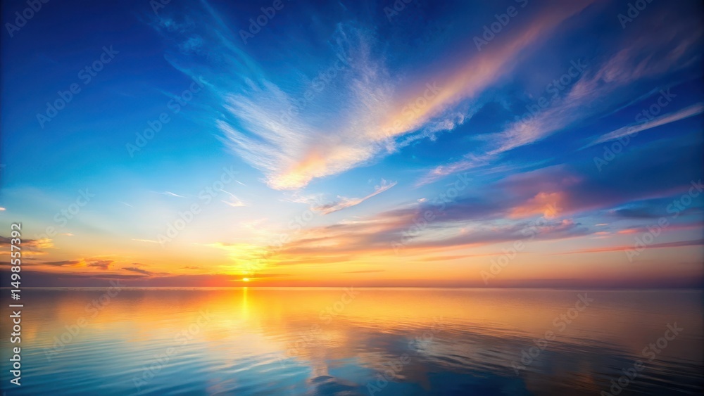 Fototapeta premium Softly glowing blue hour sky with gentle gradient colors blending into warm hues at horizon, sky gradient, natural beauty