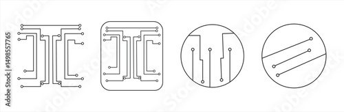 circuit board icon set