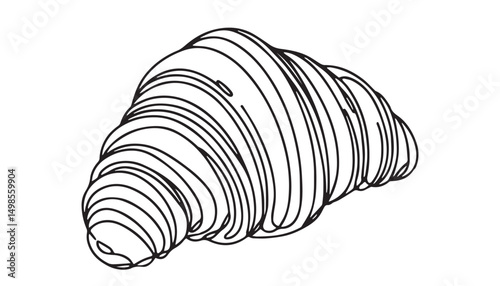 Continuous one single minimal line drawing Croissants