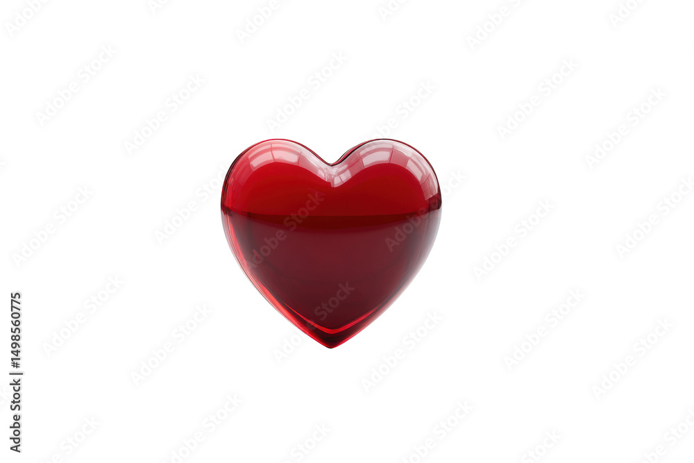 Fototapeta premium Shiny red heart shaped object with reflective surface on black background, cut out