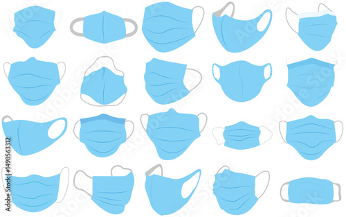 Surgical Face Masks and Disposable Medical Masks Vector Set – Virus Protection, Anti-Dust, Anti-Bacterial Safety Respirators