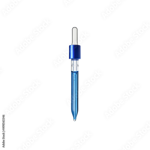 Blue Liquid in Glass Pipette with Blue Cap - Science, Beauty, or Medical Concept