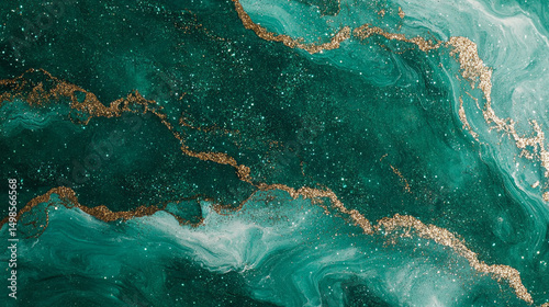  A top view of the teal glitter texture, blue grunge background photo