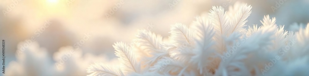 Obraz premium Close-up of delicate white feathers, soft texture, sunlight illuminating the fluffy plumes, natural beauty, pristine, ethereal , white feathers, peaceful, detail