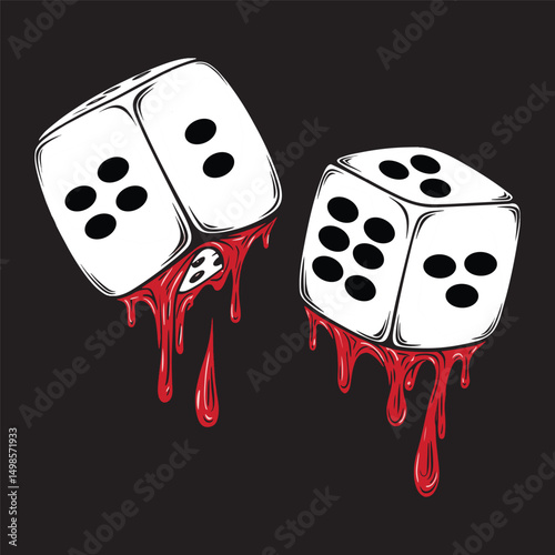 Flaming Dice Vector, Lava falling from dice Vector design illustration