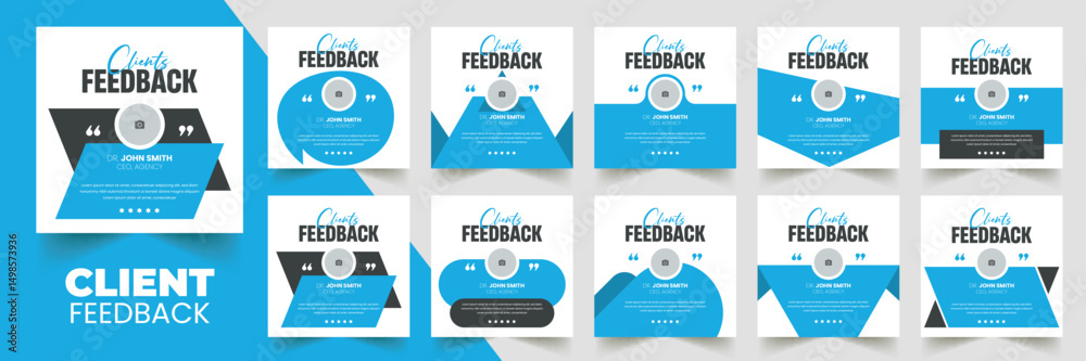 Fototapeta premium Customer feedback testimonial social media post web banner template Bundle. Customer feedback review or testimonial social media post design 