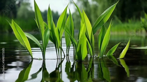 Lush green bamboo close up footage of vibrant plants and natural textures