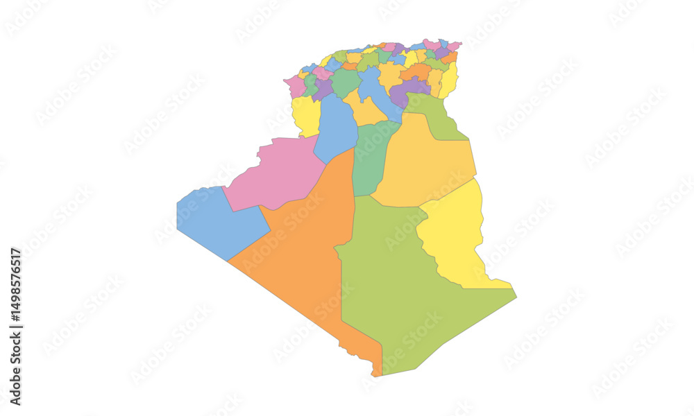 Obraz premium Multicolor Map of Algeria with Provinces