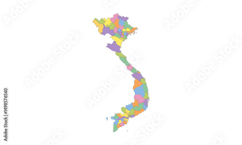 Multicolor Map of Vietnam with Provinces