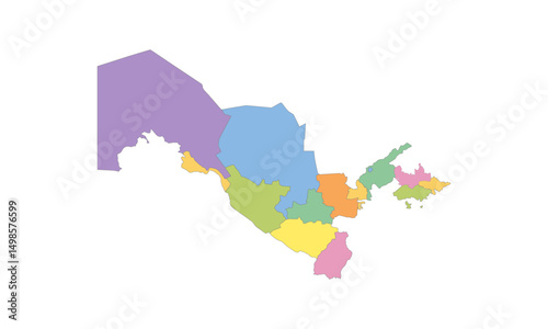 Multicolor Map of Uzbekistan with Regions
