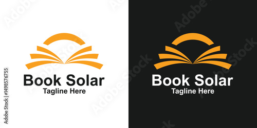 logo design combination book and sun,education,solar,energy,study,logo design creative elegant.