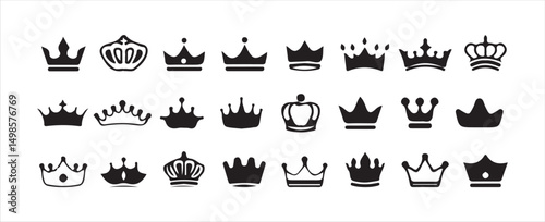 Throne Crown Icons | Royal Silhouettes for Noble Illustrations