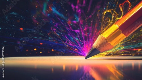Creative Pencil Unleashing Vibrant Energy and Imaginative Potential