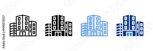 Office Building Icon Set Multiple Style Collection
