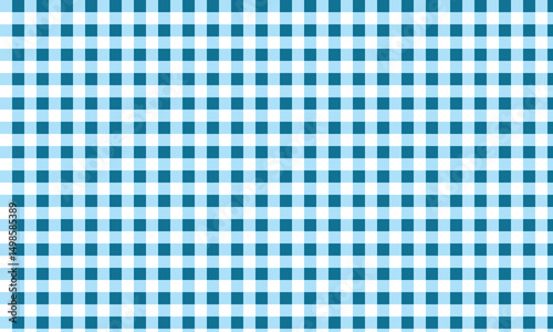 Seamless blue and white gingham checkered pattern, ideal for textile design, backgrounds, picnic themes, tablecloths, and wrapping paper with a clean and classic geometric look.