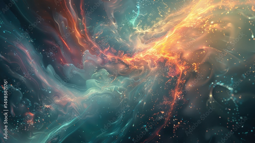 Abstract of wonderful colorful wave in nebula style design connect and flow express energy dynamic represent connection of star in universe or plasma scatter on space with mysterious scene. AIG53. Abstract of wonderful colorful wave in nebula style design connect and flow express energy dynamic represent connection of star in universe or plasma scatter on space with mysterious scene. AIG53.