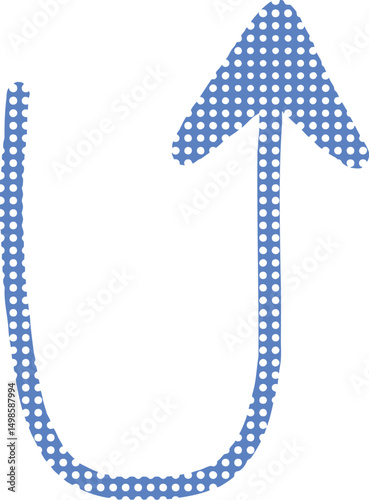 手描きで青いドット柄のU字カーブの矢印アイコン Adobe Illustrator Artwork