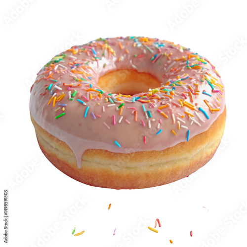 Assorted Glazed Donuts with Sprinkles: Pink, White, and Sweet on PNG Background