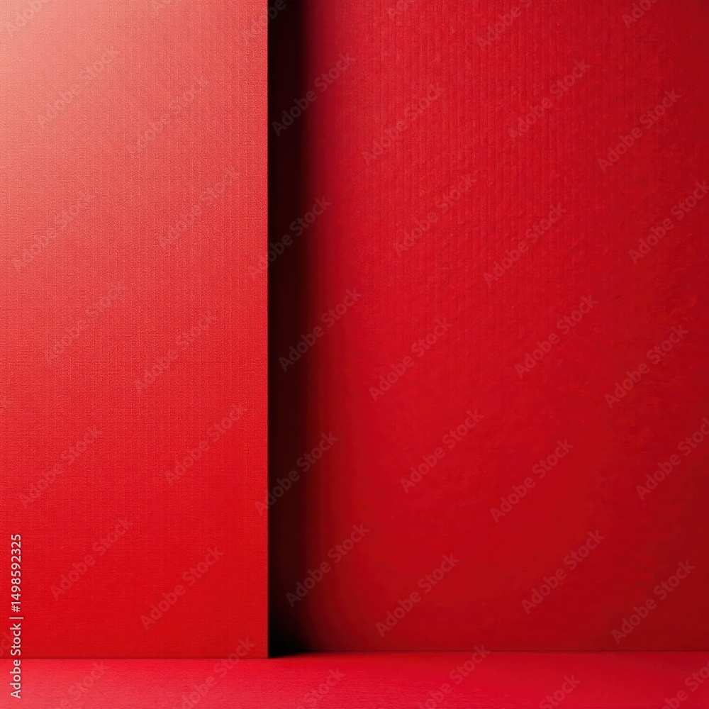 Fototapeta premium Half-wall vibrant red, heavily textured finish, decor, brush