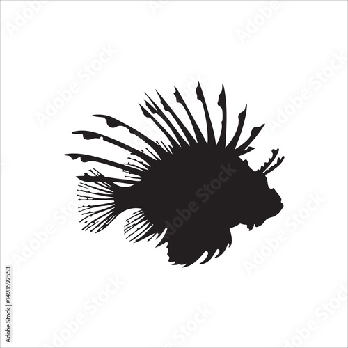 Lionfish Silhouette - Underwater Ocean Marine Life Icon