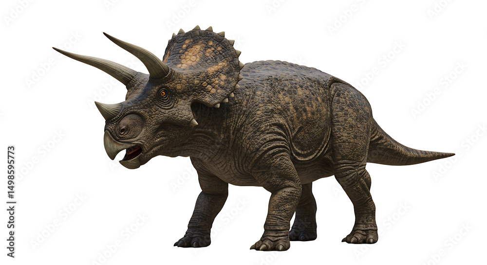 Fototapeta premium Powerful Triceratops: A Realistic Depiction of a Prehistoric Beast