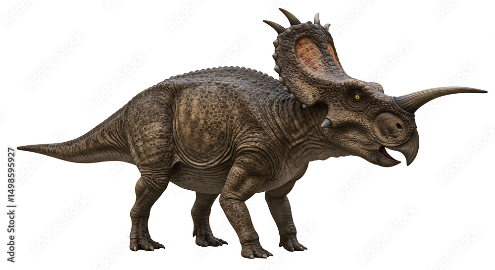 Fototapeta premium Majestic Triceratops: A Realistic 3D Render of a Prehistoric Herbivore
