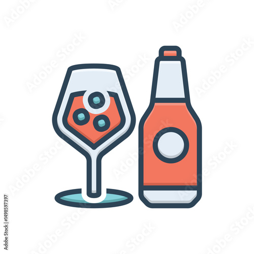 Color illustration icon for drink